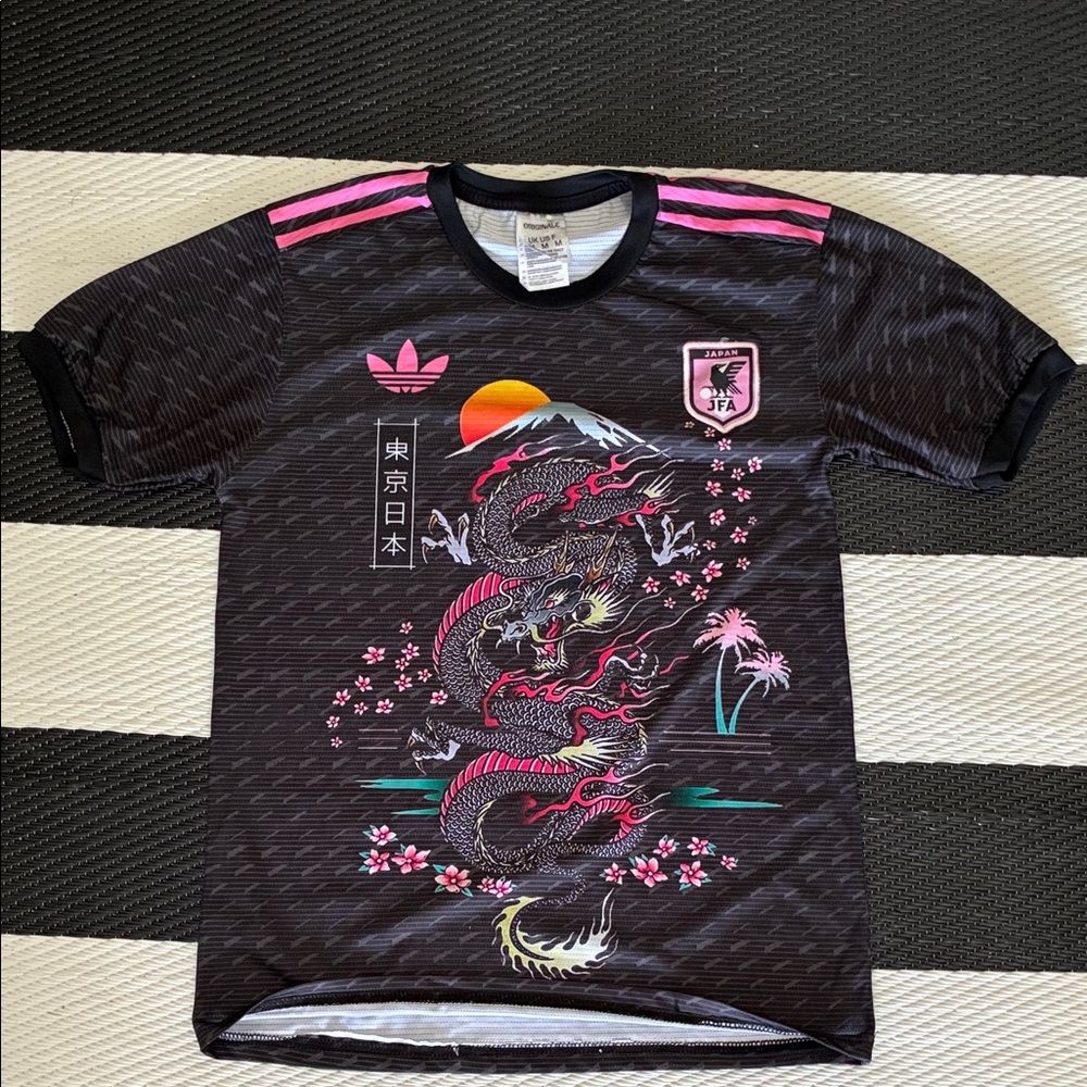 adidas Black Tee with Pink Dragon Graphic